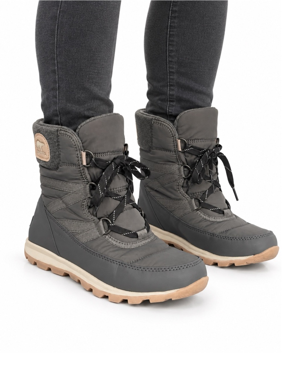 Size 9 SOREL Women’s Whitney Short Lace Grey Waterproof Winter Boots